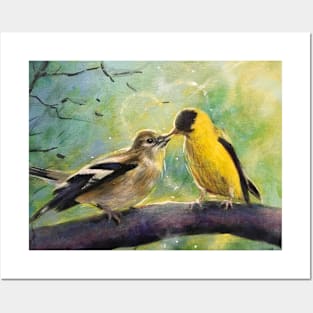 Goldfinch Birds in Love Posters and Art